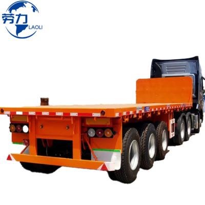 China Truck Trailer 3Axles 40ft flatbed container trailer for container Loading flatbed cargo trailer for port container carrier for sale