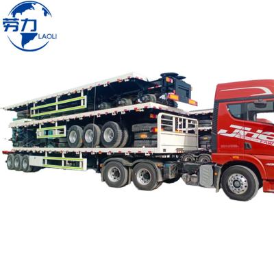 China Truck Trailer Shipping 30 Ton 50 Ton Low Truck 20ft flat bed 40 ft 40 Feet 40ft Container Flatbed Trailer For Sale for sale