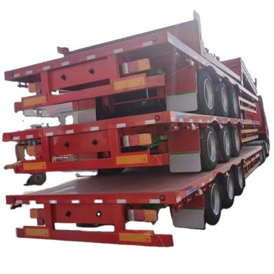 China Truck Trailer Shipping container 40ft 50 ton Flatbed semi trailer 3 axle Flat Bed Truck Trailer  Container Flatbed Semi-trailer for sale