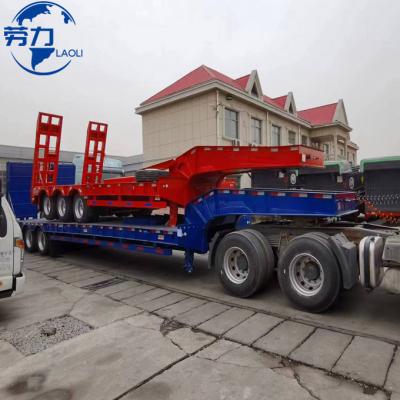 China Truck Trailer Laoli Brand Front Load Low Bed Semi-Trailer 70 Ton Detachable Gooseneck Lowbed Lowboy Lowbed Trailer for sale