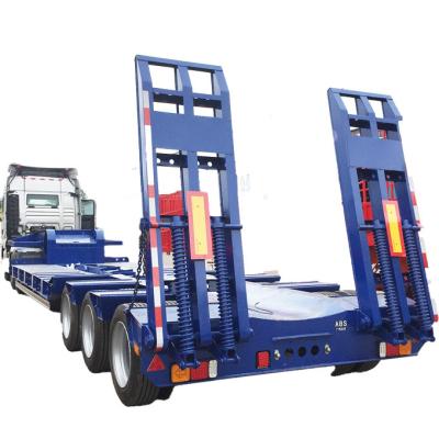 China Truck Trailer Widely Used 40 ton lowboy trailer low boy flat bed semi trailer hydraulic suspension with 3 axle for sale in namibia for sale