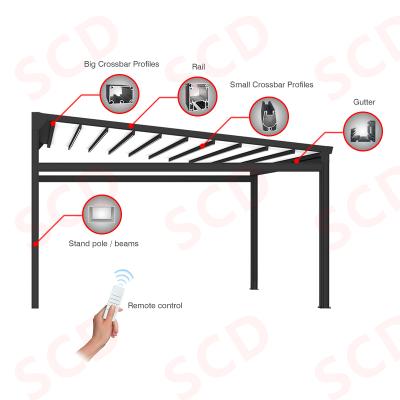 Cina Large Size Motorized Outdoor Retractable Aluminum Windproof Zip Track Pergola Tent Pergola With Waterproof Anti Mosquito Roller Shades in vendita