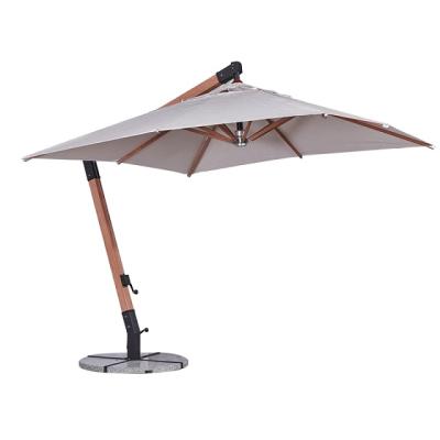 China Modern Garden Opening For Hanging Umbrella Aluminum Wood Color Sun Proof Waterproof for sale