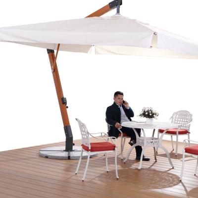 China Design Modern Luxury Garden Square Large Wood Hanging Cantilever Umbrella for sale