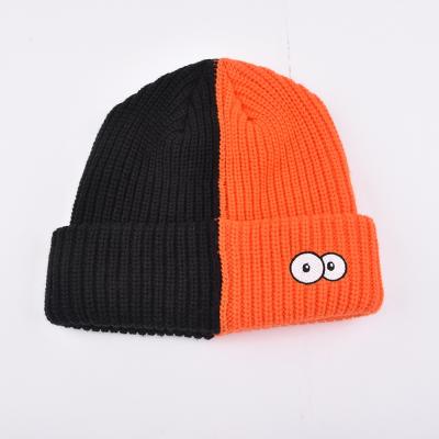 China Hot Sale Plush Beanie Acrylic Eyes Design Knitted Winter Hat Beanie Cap Custom Wholesale for sale