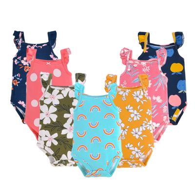 China Sleeveless and short sleeve summer baby clothes 6.9.12.18 .24Months unisex cotton baby sleeveless jumpsuit with snap button for sale