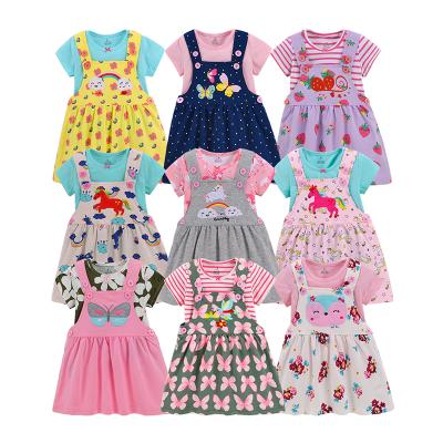 China Growprint Anti-Shrink 2022 New High Quality 100% Cotton Summer Infants Clothes 2Pcs Tee And Dress Set Baby Dress Set for sale