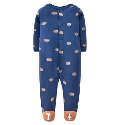 China Wholesale 100% Cotton Spring Baby Clothes Long Sleeve Baby Rompers 0-1 Years Old Baby Pajamas 100% Cotton With Snap Button for sale