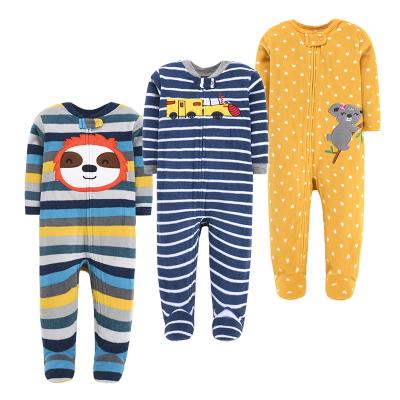 China Autumn Winter Warm Baby Clothing Soft Warm Fleece Baby Rompers Long Sleeve 0-1 Year Old Girl Boy Baby Pajamas With Footed for sale