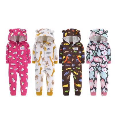 China Comfotable Autumn Winter Keep Warm Fleece Fabric Baby Romper With Hoodies for sale