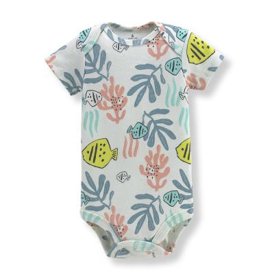 China Overalls Soft Clothes High Quality Baby Boy Newborn Jumpsuit 100% Cotton Short Sleeve Kids Sleepsuit for sale