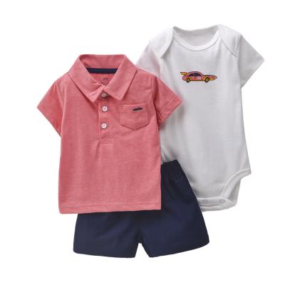 China New Arrival Casual Summer 3 Piece babyT-shirt Sets With Cartoon Logo for sale