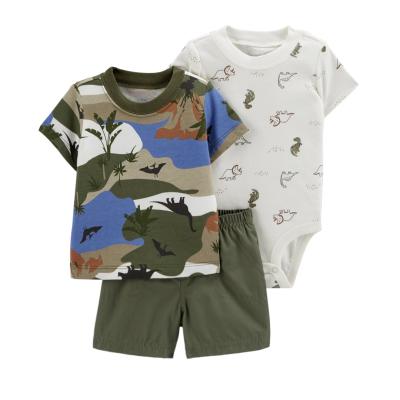 China 2021 Wholesale Summer Antibacterial Thin Section 100%cotton Baby Wear Suit 3 Pcs Set Baby Cotton Clothing For Boy for sale