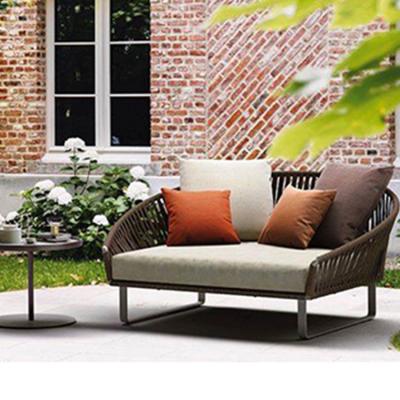 China Outdoor Weather Furniture Garden Strap Outdoor Rope Woven Sofa Set Rattan Garden Furniture Terrace Sofa for sale