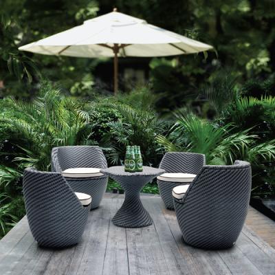 China Outdoor Patio Waterproof Uv Resistant Rattan Wicker Stackable Garden Furniture Space Saving Furniture Set for sale