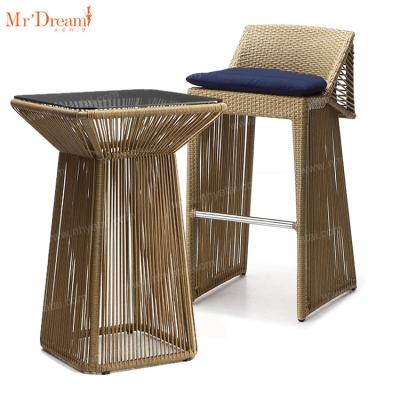 China Mr.Dream Modern All Weather Modern Rattan Wicker Outdoor Kitchen Bar Chair for sale