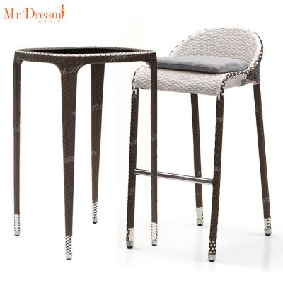 China Modern PE rattan counter high luxury hotel Mr.Dream bar stools with back for sale