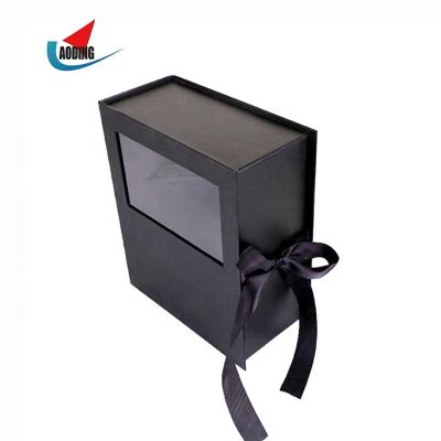 China Large Magnet Lock Custom Black Folding Gift Box Biodegradable Custom Package Box With Magnetic Lid for sale