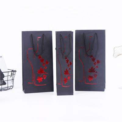 China Recyclable Promotional Customized Wine Carry Bag Paper Luxury Bags Logo Holder Drinks Cardboard Champagne Red Wine Beer Bottle With Handle for sale