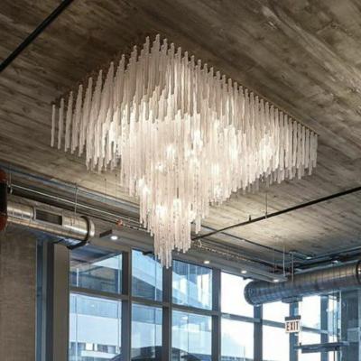 China Contemporary Large Outdoor Mounted Wedding Decorate Glass Chandelier Lighting Customize High Hanging Ceilling Lights For Hotel Lobby Villa for sale