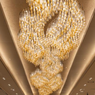 China Exterior Mounted Customize Modern Large Pendant Light Luxury Glass Water Drop LED Chandelier For Project Hotel Lobby Villa Decoration for sale