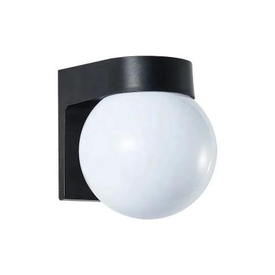 China Modern Simple Garden Glass Ball Wall Lamp Living Room Dinner Room Office Corridor Lamp Wall Light Modern Simple Lighting Black Color for sale