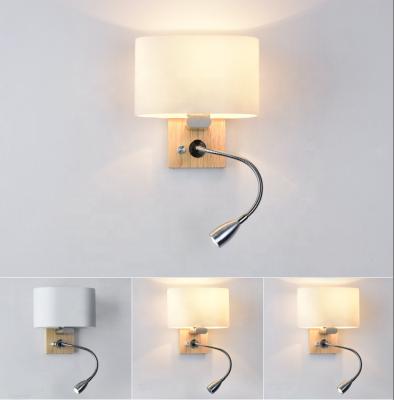 China Postmodern Wall Light Rotating Adjustment LED Outdoor Mount Fabric Shade Modern LED Wall Lamp Restaurant Wall Hanging Lighting for sale