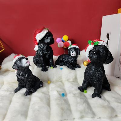 China Indoor&Outdoor World Animal Statue Dog Resin Christmas Wearing Hat For Home Decor for sale