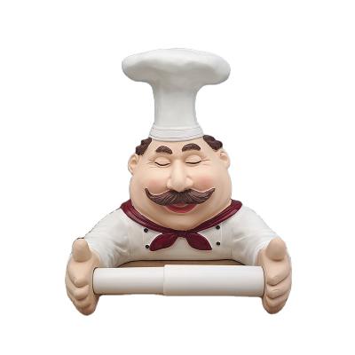 China Global Creative Laughing Chef Resin Crafts Towel Stretches for Kitchen and Toilet Decor for sale