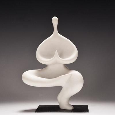 China Global White Resin Figure Yoga Arts Tall Woman Sculpture 31cm Fat Home Decoration for sale