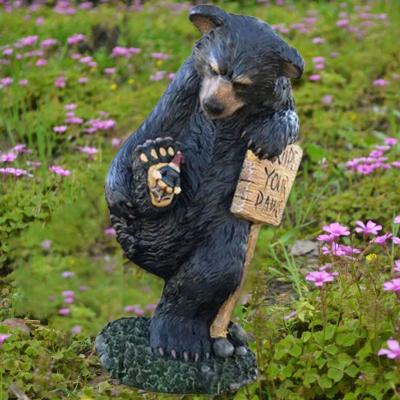 China Funny Europe Wiping Your Paws Black Bear Statue Dwarf For Outdoor Decoration for sale