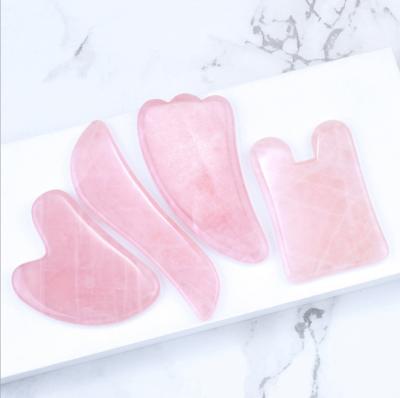 China Guasha Pink Stone Jade Gua Sha Tip Massage Function Rose Quartz Guasha Massager Scraping Tool For Body Care for sale