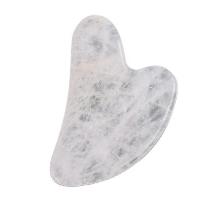 China Wholesale Natural Healing White Clear Quartz Body Stone Crystal GuaSha For Healing Gifts White Guasha for sale