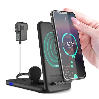 China Smart Watch 3 in 1 Universal Wireless Fast Charger for Applewatch All Qi Enabled Phones with Led Pedestal Charging Station for sale