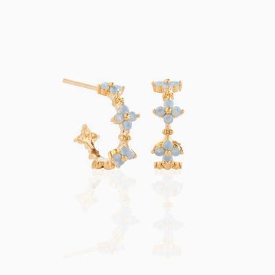 China Popular Designer TRENDY Creative Blue Zirconia Diamond Copper Earrings Women Gold Plated Stud Earrings for sale