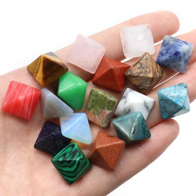 China Jewelry Making Loose Chakra Crystal Beads Pyramid Stone Cabochon Cameo Handcrafted 14 Mm Flat Base For Jewelry Making for sale