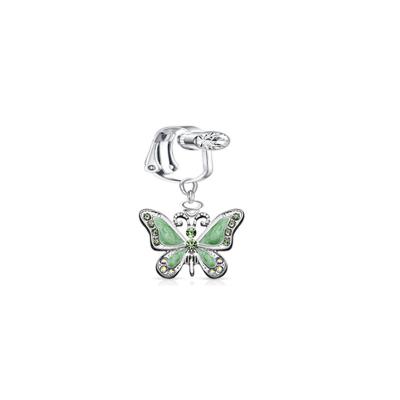 China Hot Selling Romantic Body Jewelry Non Piercing Belly Button Rings Dangling Belly Ring Butterfly Clip On Belly Ring for sale