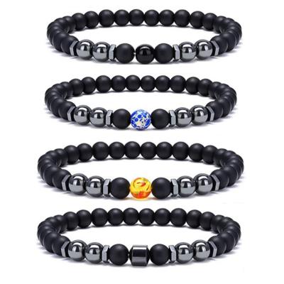 China BOHEMIA RTS Jewelry Swelling Anti Slimming Frosted Stone Beads Charm Bracelet Hematite Magnetic Anklets For Women for sale