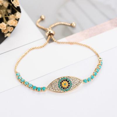 China Hot Sale 925 Sterling Silver Plated CZ BOHEMIA Devil Eye Bracelets Zircon Devil Eyes Charm Tennis Chain Bracelet for sale