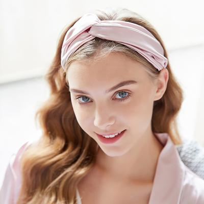 China Women Comfortable Soft High Quality Silk Headwrap Knotted Cross Hair Accessories Headband Makeup Headband Elastic Hair Band for sale