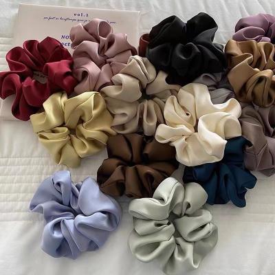 China Fashion Soft Comfy Elastic Custom Multicolor Hair Ties Solid Satin Hair Bands Girls Wholesale Silk Hair Scrunchies Women Accessory for sale