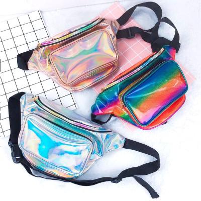 China Water Proof Fashion PVC Holographic Cross - Body Chest Bag Women Clear Fanny Pack Waterproof Transparent Waist Bag for sale