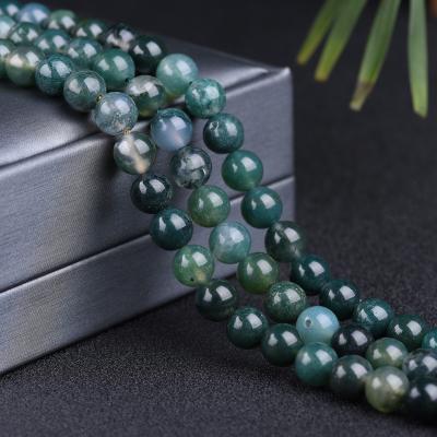 China Fashion Use Jewelry Making DIY Bracelet Bulk Wholesale Moss Grass Agate Natural Stone Beads Loose Spacer Beads for sale