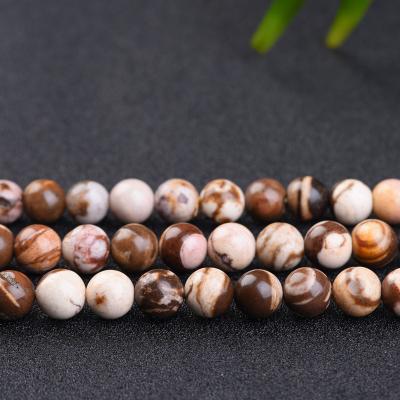 China Fashion Use Natural Stone Beads Fashion Round Matte Zebra Jasper Loose Beads For Jewelry Making for sale