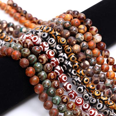 China Fashion Use Jewelry Making Accessories Natural Agate Beads Dzi Tibetan Agate Stone Beads Loose Gemstone for sale