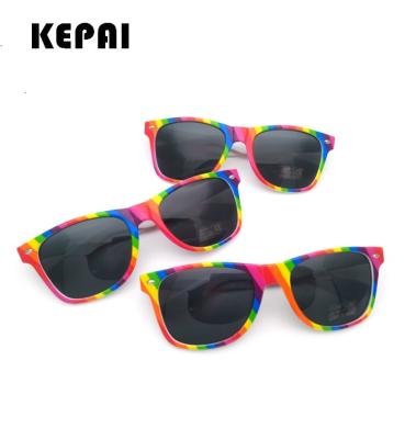 China Cheap Promotional Neon Sunglasses Rainbow Square Rice Nail Rainbow Sunglasses UV400 for sale