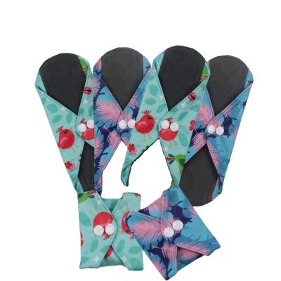 China Breathable Reusable Bamboo Charcoal Menstrual Cloth Pads Sanitary Pads for sale