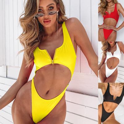 China 2021 plus size one piece swimwear for women summer solid color hot sexy swimwear for girls for sale