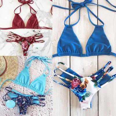 China 2019 New Design Anti-UV Tropical Printing Strappy Bikini Sexy Swimsuit For Women Two-Pieces Fashion Swimwear for sale