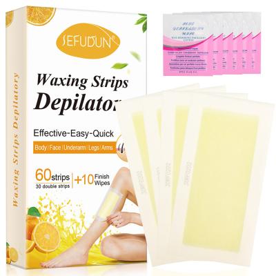 China Private label non-woven fabric portable double-sided disposable hair removal depilatory waxing strips for hair removal for sale